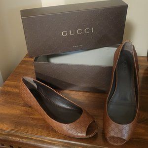 Gucci Brown Women Peep Toe - Size 38.5
